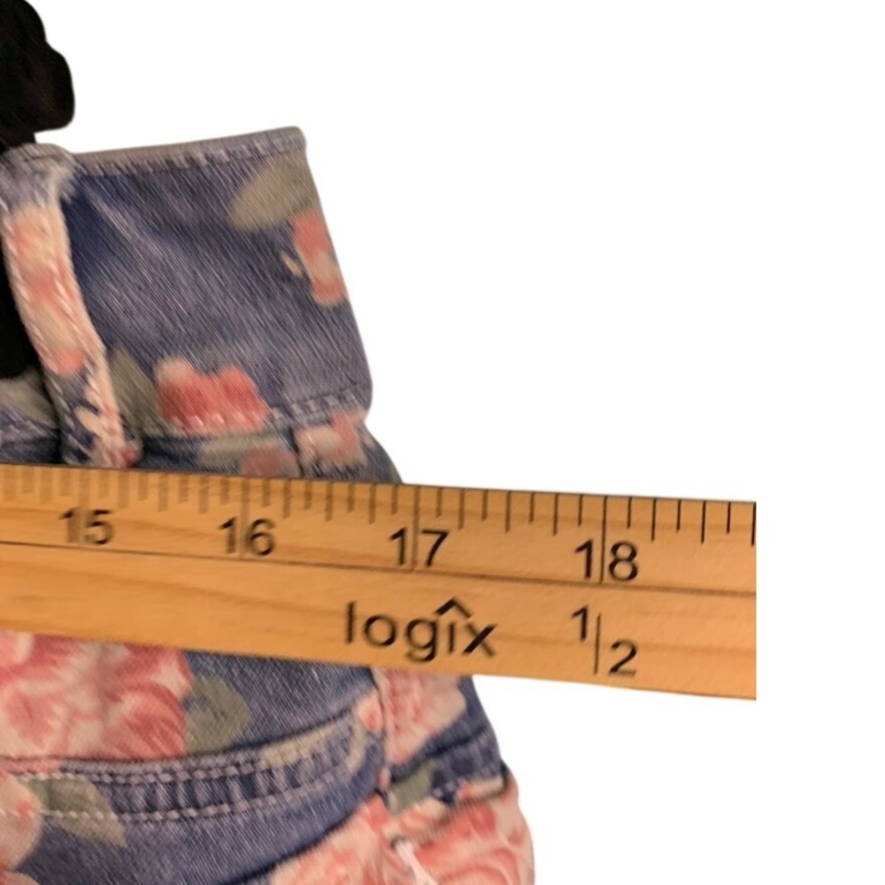 Elleven Floral Denim Cargo Mini Skirt XL Pink Rose Blue E103 Y2K Style - Picture 7 of 7